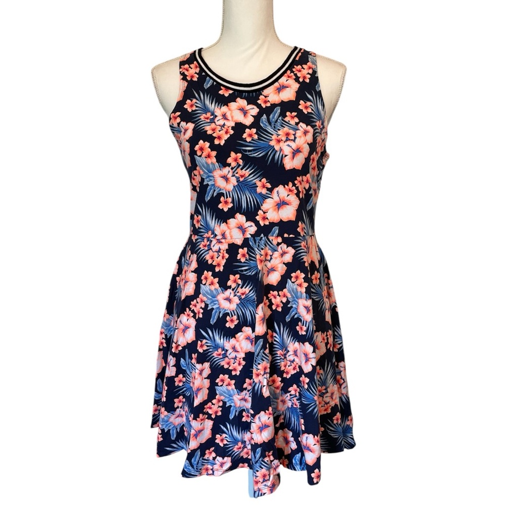 PINK Victoria's Secret Navy Blue Fit and Flare Floral Mini Dress Women’s Large